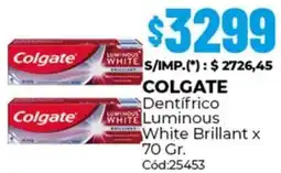 Diarco Colgate dentifrico luminous white brillant oferta