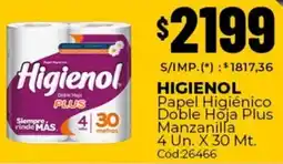 Diarco Higienol papel higiénico doble hoja plus manzanilla oferta