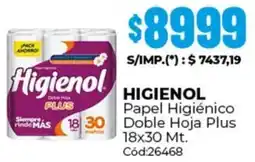 Diarco Higienol papel higiénico doble hoja plus oferta