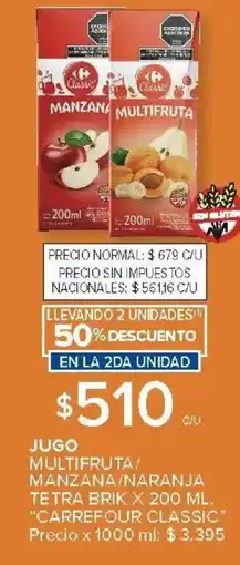 Carrefour Express Carrefour classic jugo multifruta/ manzana/naranja tetra brik oferta