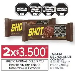 Carrefour Express Shot tableta de chocolate con maní oferta