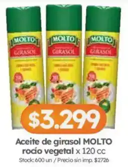 Cordiez Molto aceite de girasol rocío vegetal oferta