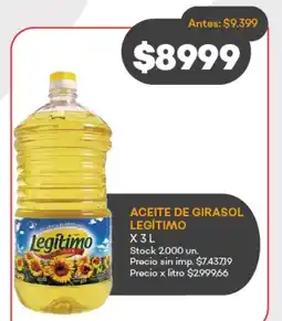 Supermercados Tadicor Legítimo aceite de girasol oferta