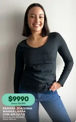 Super MAMI Remera joaquina manga larga con apliques oferta