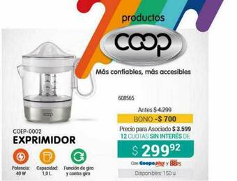 Cooperativa Obrera Exprimidor Coop oferta