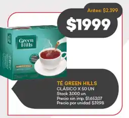 Supermercados Tadicor Té green hills clásico x 50 oferta