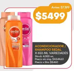 Supermercados Tadicor Acondicionador / shampoo sedal oferta