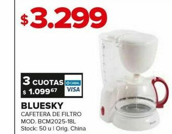 Carrefour Cafetera de filtro bluesky oferta