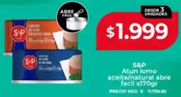 Supermayorista Vital S&p atun lomo aceite/natural abre facil oferta