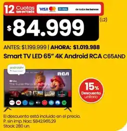 Changomas Rca smart tv led 65" oferta