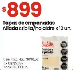 Changomas Aliada tapas de empanadas criolla/hojaldre oferta