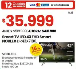 Changomas Noblex smart tv 43" oferta