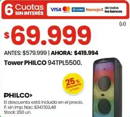 Changomas Philco tower oferta