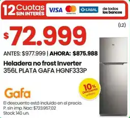 Changomas Gafa heladera no frost inverter oferta