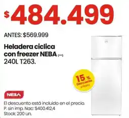 Changomas Neba heladera ciclica con freezer oferta