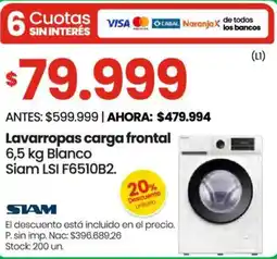 Changomas Siam lavarropas carga frontal oferta