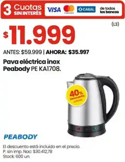 Changomas Peabody pava eléctrica inox oferta