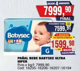 Maxiconsumo Babysec ultra pañal bebe hiper oferta