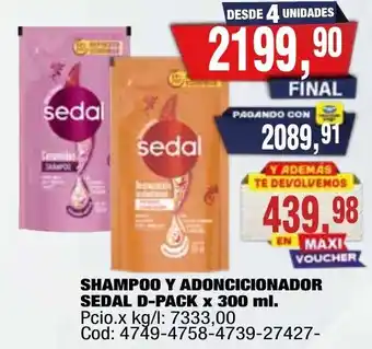 Sedal shampoo y adoncicionador d-pack