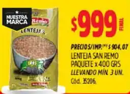 Supermercados Yaguar San remo lenteja paquete oferta