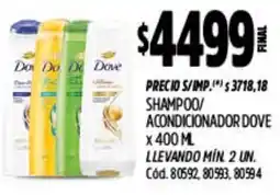 Supermercados Yaguar Dove shampoo/ acondicionador oferta