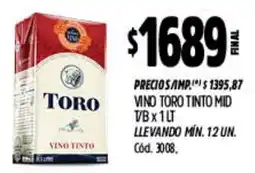 Supermercados Yaguar Toro vino tinto mid vb oferta