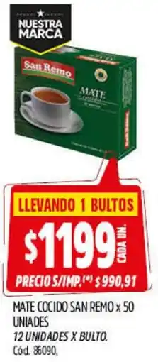 Supermercados Yaguar San remo mate cocido oferta
