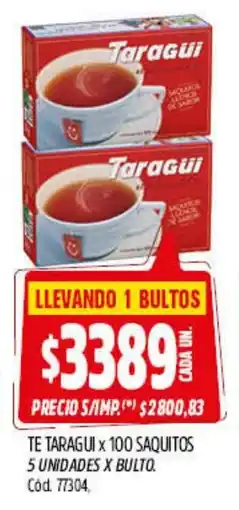 Supermercados Yaguar Taragui té oferta