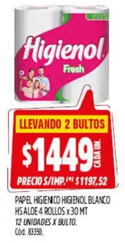 Supermercados Yaguar Higienol papel higienico blanco oferta