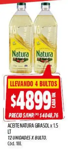 Supermercados Yaguar Natura aceite girasol oferta