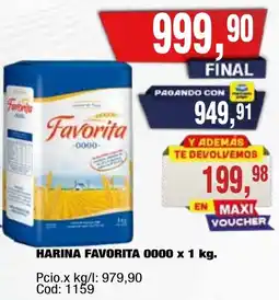 Maxiconsumo Favorita harina 0000 oferta