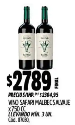 Supermercados Yaguar Safari vino malbecsalvaje oferta