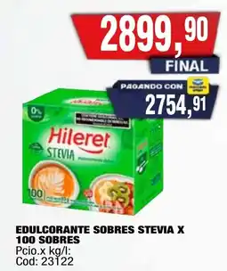 Maxiconsumo Hileret stevia edulcorante sobres oferta
