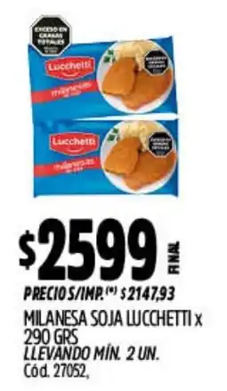 Supermercados Yaguar Lucchetti milanesa soja oferta