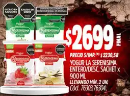 Supermercados Yaguar La serenisima yogur entero/desc. sachet oferta