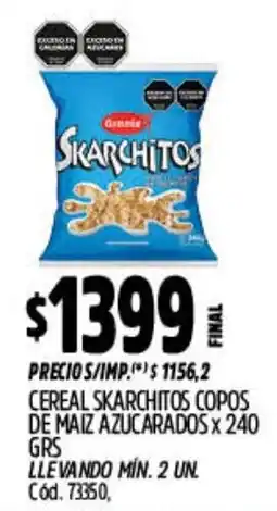 Supermercados Yaguar Skarchitos cereal copos de maiz azucarados oferta