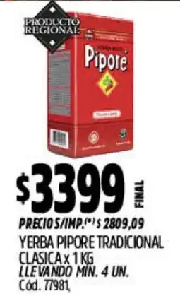 Supermercados Yaguar Pipore yerba tradicional clasica oferta