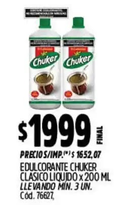 Supermercados Yaguar Chuker edulcorante clasico liquido oferta