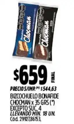Supermercados Yaguar Chocman bizcochuelo bonafide oferta