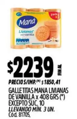 Supermercados Yaguar Maná galletitas livianas de vainilla oferta