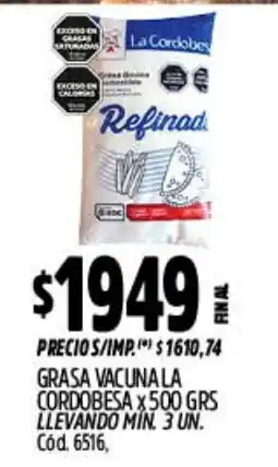 Supermercados Yaguar La cordobesa grasa vacuna oferta