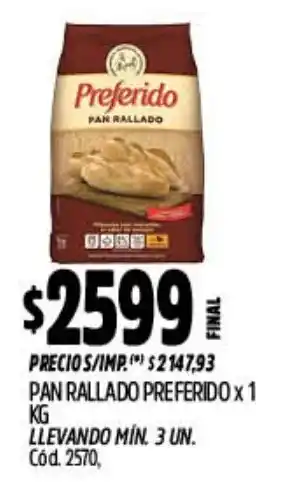 Supermercados Yaguar Preferido pan rallado oferta