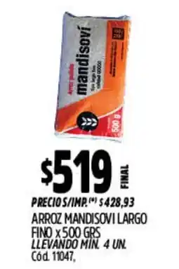 Supermercados Yaguar Mandisovi arroz largo fino oferta