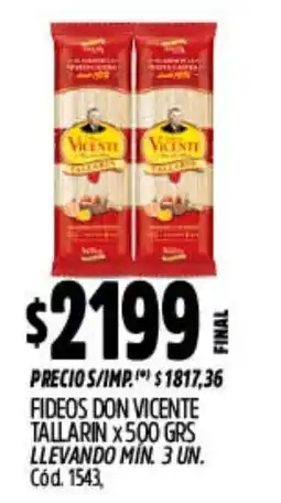 Supermercados Yaguar Don vicente fideos tallarin oferta