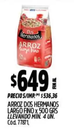 Supermercados Yaguar Dos hermanos larroz argo fino oferta