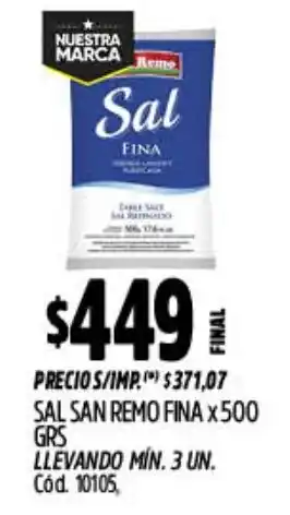 Supermercados Yaguar San remo sal fina oferta