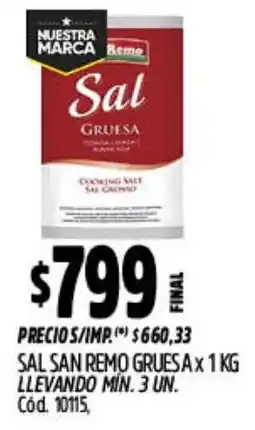 Supermercados Yaguar San remo sal gruesa oferta