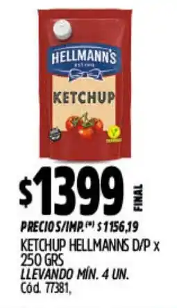 Supermercados Yaguar Hellmann's ketchup d/p oferta