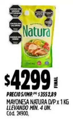 Supermercados Yaguar Natura mayonesa d/p oferta