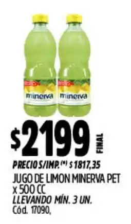 Supermercados Yaguar Minerva pet jugo de limon oferta